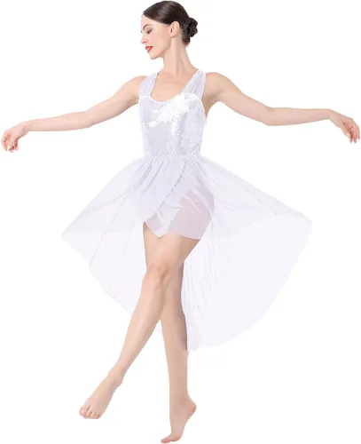 Miniatura 7 de IBAKOM Disfraces de danza lírica para mujer, lentejuelas brillantes, vestido de baile contemporáneo, disfraz de baile de salón para adultos