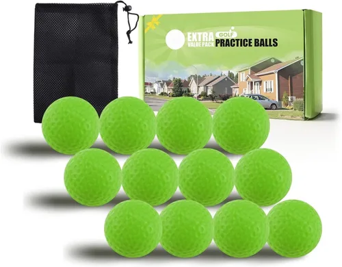 Miniatura 11 de FINGER TEN Pelotas de práctica de golf de espuma de colores, paquete de 12, 24, 50 unidades, pelota de golf ligera de vuelo limitado para interiores