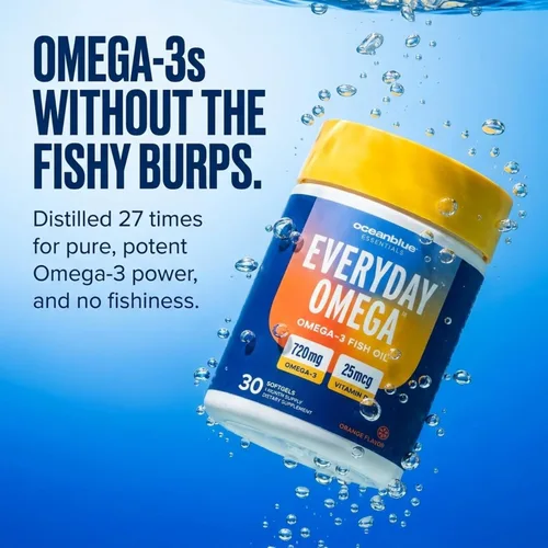 Miniatura 5 de Oceanblue Omega-3 para mujeres, aceite de pescado sin eructos, 720 mg con vitamina D3, apoyo cardíaco e inmunológico, destilado molecularmente
