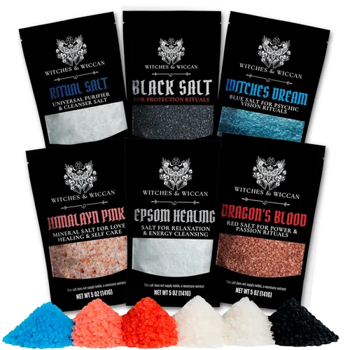 Miniatura 14 de Sal negra para rituales de protección y hechizos wiccanos, cristales de protección de energía negativa hechos a mano para brujería, bolsa de 14