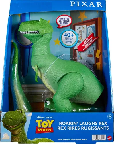 Miniatura 6 de Mattel Disney y Pixar Toy Story Figura de Acción de Dinosaurio que Habla con Brazos Movibles, Risas Rugientes Rex Dino Toy, T Rex de 10.8 Pulgadas