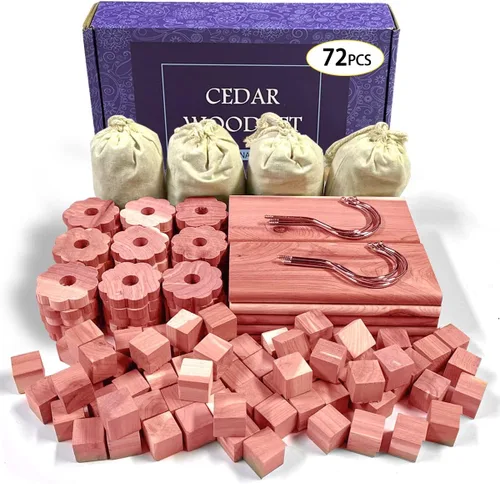 Miniatura 7 de Cedar Space Bloques de cedro para almacenamiento de ropa, paquete de 18 colgantes de cedro, 100% madera de cedro natural para tablones de armario