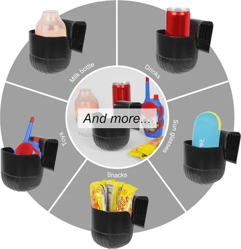 Miniatura 4 de Portavasos universal para asientos de coche, cochecitos de bebé, sillas de ruedas y más - Negro (1)