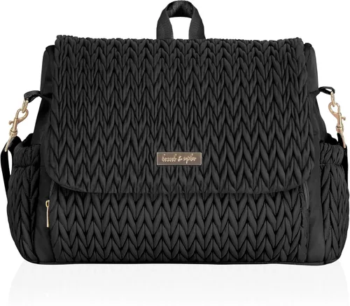 Hannah & Sophia Belle - Mochila y bolsa convertible para pañales para bebé en color negro, tamaño grande, tapete cambiador resistente al agua de