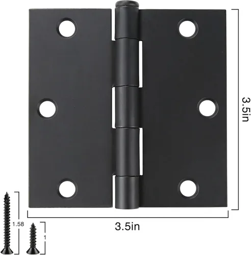 Miniatura 2 de Paquete de 30 bisagras de puerta negro mate de 3.5 x 3.5 pulgadas, bisagras de puerta interiores de 3 1/2 pulgadas para puertas, esquinas cuadradas