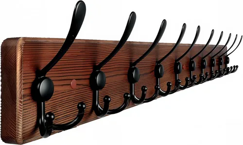 Miniatura 10 de Perchero de pared rústico para sombreros de 16.8 pulgadas con 5 ganchos triples para colgar abrigos, bolsos, toallas