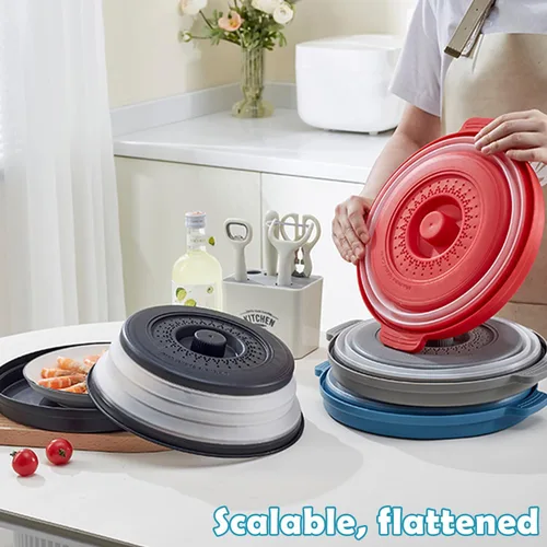 Miniatura 6 de Cubierta plegable para salpicaduras de microondas para alimentos con alfombrillas de silicona, 10.2 pulgadas, apta para lavavajillas, cubierta