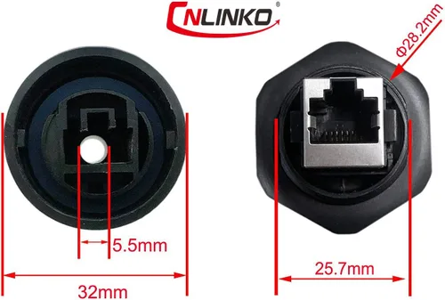 Miniatura 6 de CERRXIAN RJ45 Femle a hembra Acoplador Montaje en panel Conector impermeable Combo con tapa (negro)