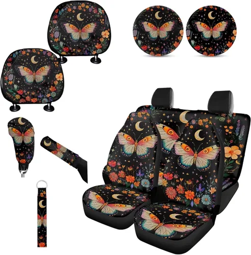 Miniatura 20 de Forchrinse Bee - Juego de fundas para asiento delantero y trasero con funda para palanca de cambios de freno de mano, funda para reposacabezas