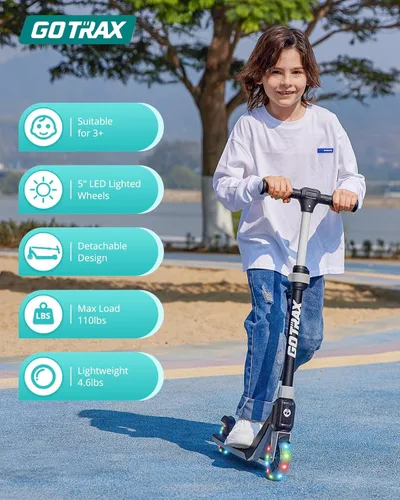 Miniatura 2 de Gotrax K03 - Patinete para niños con ruedas de 5" con luz LED y manillares ajustables, diseño ligero y plataforma antideslizante, carga máxima