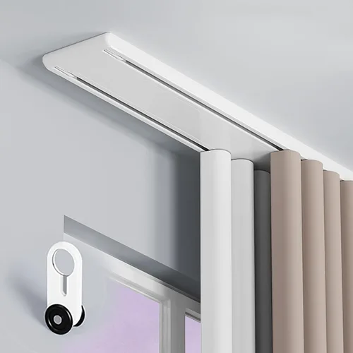 Miniatura 9 de Cortina de techo para cortinas, sistema de riel de cortina deslizante silencioso de doble fila para divisor de habitaciones, rieles de cortinas