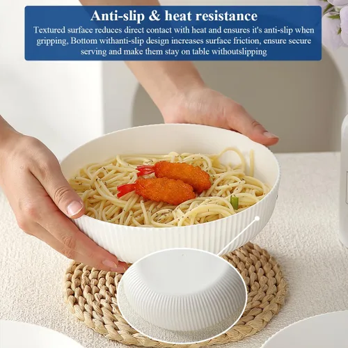 Miniatura 5 de HOMQUEN Juego de 6 cuencos para pasta, cuencos de ensalada de 37 onzas, cuencos de sopa blancos, cuencos grandes para servir pasta, cuencos de cena