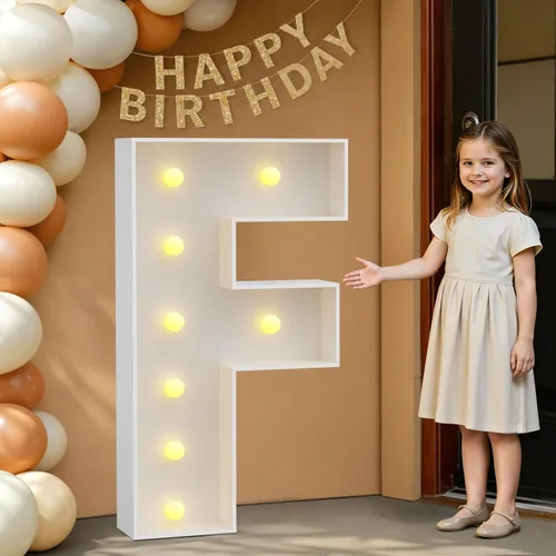 Miniatura 84 de IMPRSV Letras de mosaico iluminadas de marquesina, 4 pies para globos y fiestas, decoración de kit de arco