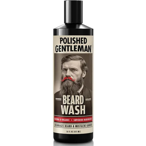 Polished Gentleman Champú refrescante para barba y lavado facial con árbol de té de menta y aceite de argán, para una barba más gruesa y suave (16