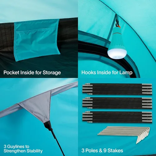 Miniatura 2 de Alvantor® Beach Tent Beach Umbrella Outdoor Sun Shelter Cabana Automatic Instant Pop-Up UPF 50+ Portable Beach Shade Camping Fishing Hiking Canopy