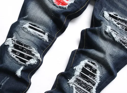 Miniatura 3 de OIIIO Jeans elásticos rasgados de ajuste regular para hombre