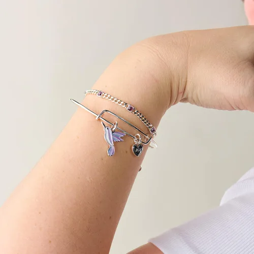 Miniatura 3 de Alex and Ani Joy' Hummingbird Duo Pulsera con dijes tipo brazalete