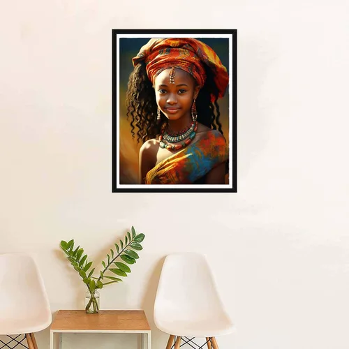 Miniatura 4 de SKRYUIE Kits de pintura de diamantes de hombre africano 5D, kits de arte de diamantes para adultos afroamericanos, taladro redondo completo, punto