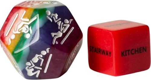 Miniatura 6 de Juego de 5 dados sexuales para mujeres, LGBTQ+ para parejas, juego sexual de orgullo. Dados de amor traviesos, noche de juego para adultos