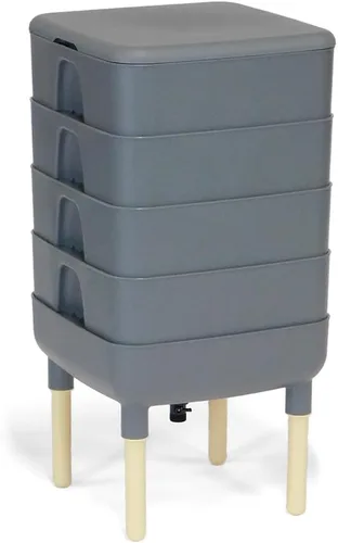 Miniatura 10 de FCMP Outdoor - The Essential Living Composter, contenedor de 4 bandejas para vermicompostador, color negro