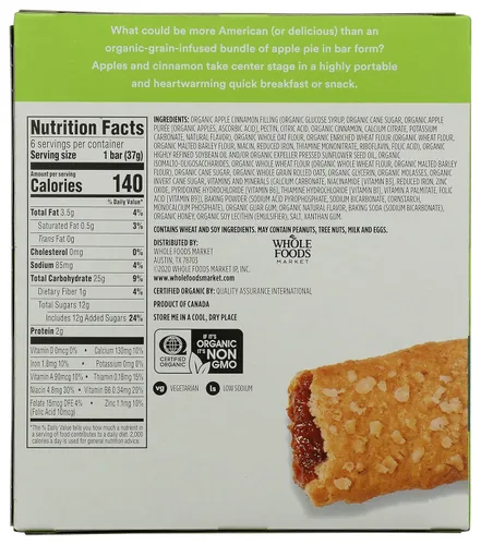 Miniatura 2 de 365 by Whole Foods Market, Barra orgánica de cereales de manzana 6 unidades, 7.8 onzas