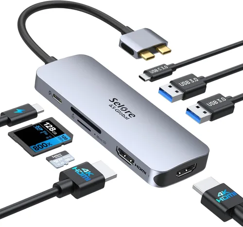 Miniatura 10 de Estación de acoplamiento USB C Monitor HDMI dual, adaptador USB C a HDMI dual con 2 puertos HDMI, carga PD, SD/TF, puertos USB A y C 3.0, estación