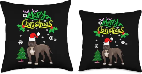 Miniatura 3 de Santa Pit Bull Dog Ugly Merry Christmas Funny Holiday Xmas Throw Pillow