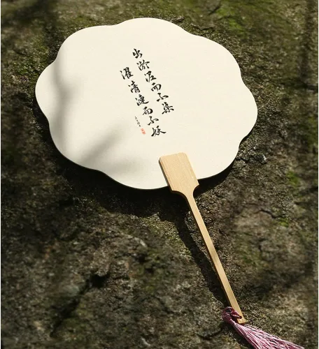 Miniatura 2 de Paquete de 3 abanicos de papel liso Shuen Xuan, abanicos de papel para iglesia, ventilador de mano, pequeño abanico redondo blanco en blanco