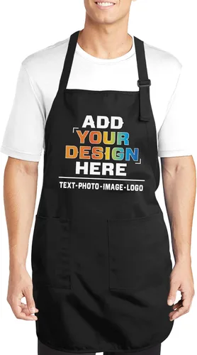 Miniatura 11 de NACRE APPAREL Delantal de parrilla personalizado para hombres y mujeres, añade tu diseño de logotipo, diseño de foto, delantal de chef personalizado