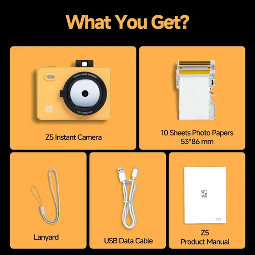 Miniatura 9 de HPRT Cámara de impresión instantánea Z5 e impresora fotográfica, tecnología de sublimación de tinta, 5 efectos de filtro, flash LED, papel