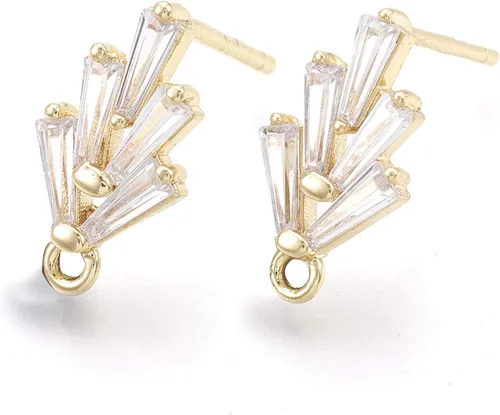 Fashewelry 10 pares de aretes de tuerca de latón con circonita cúbica de oro de 18 quilates con circonita cúbica para mujeres y niñas, aretes