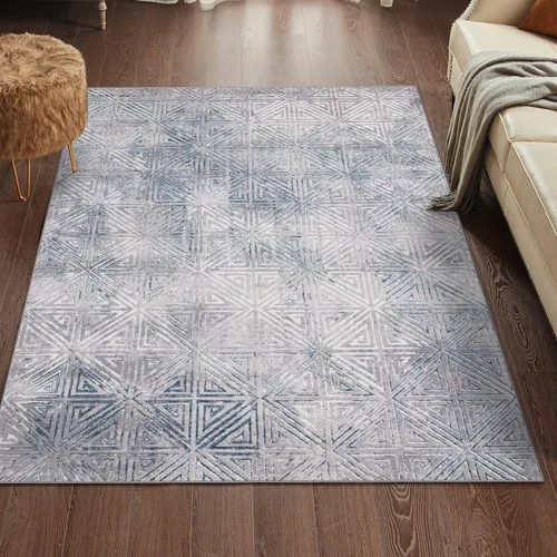 Miniatura 4 de LUXE WEAVERS Florance Collection 86328 - Alfombra geométrica moderna de 9 x 12 pulgadas, color azul