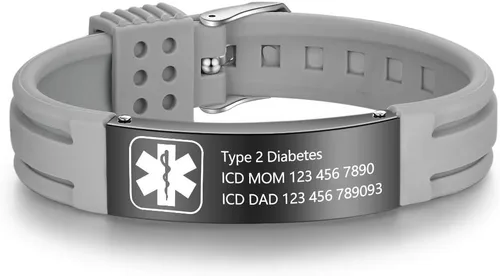 Miniatura 79 de OPALSTOCK Pulseras médicas personalizadas de silicona ajustable para identificación de emergencias, grabado gratuito, 9 pulgadas, resistente al