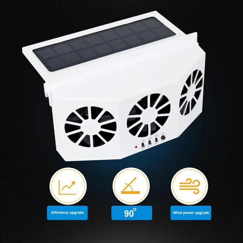 Miniatura 6 de Unifizz Ventilador de ventana delgada solar Ventilador de escape de coche con tres ventiladores 1.5W ABS blanco