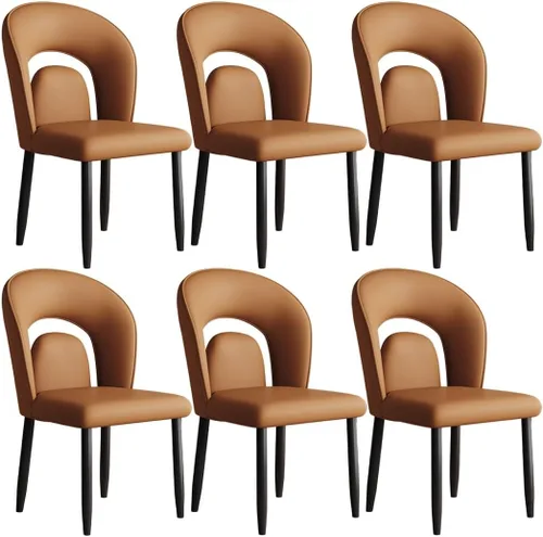 Miniatura 35 de YVYKFZD Leather Dining Chairs, Kitchen Chairs Set with Curved Back, Upholstered Dining Room Chair, Armless Comfy Side Chair, for Living Room