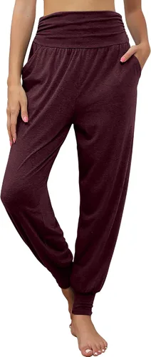 Miniatura 2 de Paquete de 2 pantalones deportivos de yoga para mujer, cómodos pantalones deportivos con bolsillos, casuales, holgados, cómodos, de cintura alta