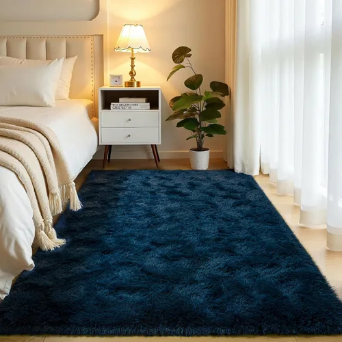 Miniatura 20 de Alfombra de área Softlife para sala de estar, alfombra lanuda mullida y esponjosa de 6 x 9 pies en color azul para dormitorio de niñas y niños, Azul