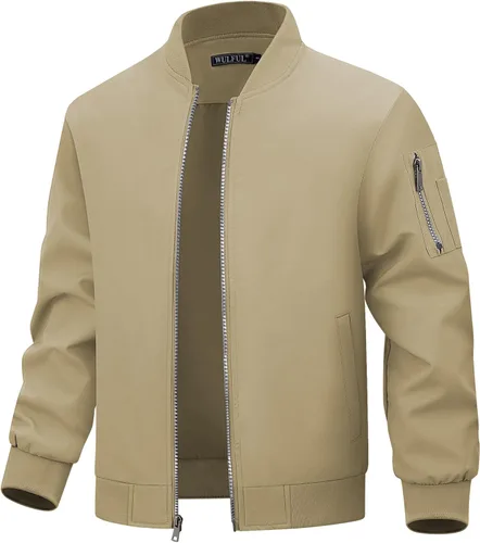 Miniatura 9 de WULFUL Chaqueta Bomber para Hombre Ligera Casual Cortavientos con Cremallera Abrigo con Bolsillo