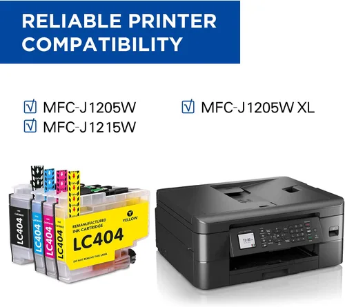 Miniatura 2 de LC404XL - Cartuchos de tinta de repuesto compatibles con impresoras Brother lc404, funciona para impresoras MFC-j1205w MFC-J1205W XL y MFC-J1205w