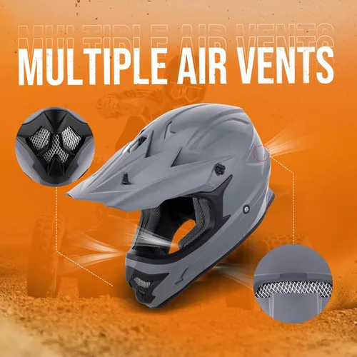Miniatura 6 de OUMURS Casco de ATV Bicicleta de Tierra para Adultos con Gafas Guantes y Máscara Visera Solar Ajustable Casco de Motocicleta para Adultos Gris