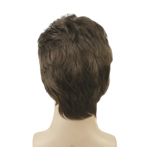 Miniatura 6 de Lydell Peluca de cabello sintético sintético corto natural para hombres (marrón ceniza medio)