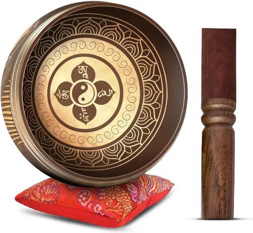 HIMALAYAN BAZAAR - Juego de cuencos tibetanos de 4 pulgadas, fácil de tocar, auténtico, hecho a mano para meditación, sonido de 7 chakras, curación,