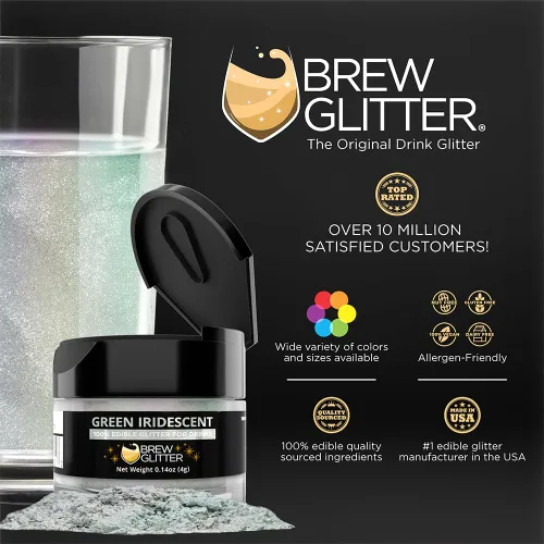 Miniatura 2 de Brew Glitter - Purpurina comestible para bebidas, cócteles, cerveza, adornar bebidas Certificado Kosher y Halal 100% comestible y de grado