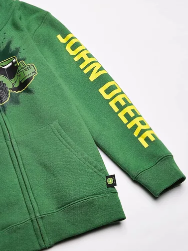 Miniatura 3 de John Deere Sudadera con capucha de forro polar pequeño con cremallera frontal, Verde