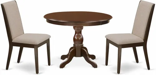 Miniatura 17 de East West Furniture HBLA5-LWH-06 - Juego de mesa de comedor de 5 piezas, incluye una mesa de cocina redonda con pedestal y 4 sillas de comedor