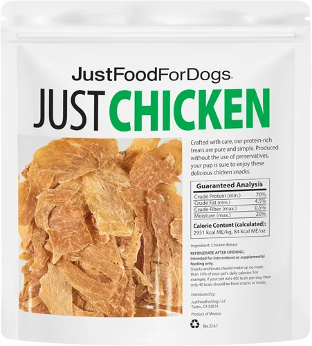 Miniatura 2 de JustFoodForDogs - Golosinas saludables de pechuga de pollo para perros, golosinas de un solo ingrediente, fabricadas en los Estados Unidos, 5 oz