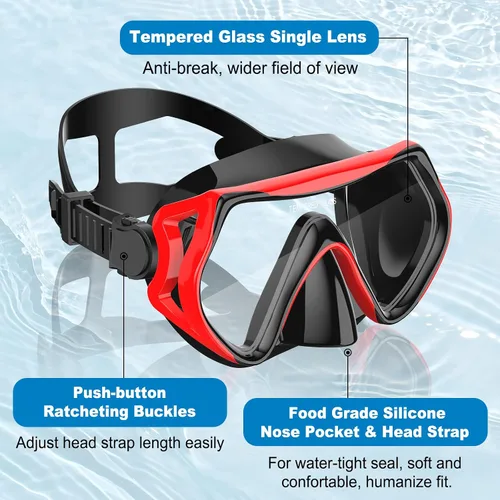 Miniatura 7 de Equipo de esnórquel para adultos, conjunto de esnórquel máscara de buceo con tubo seco superior, gafas de natación para adultos con cubierta
