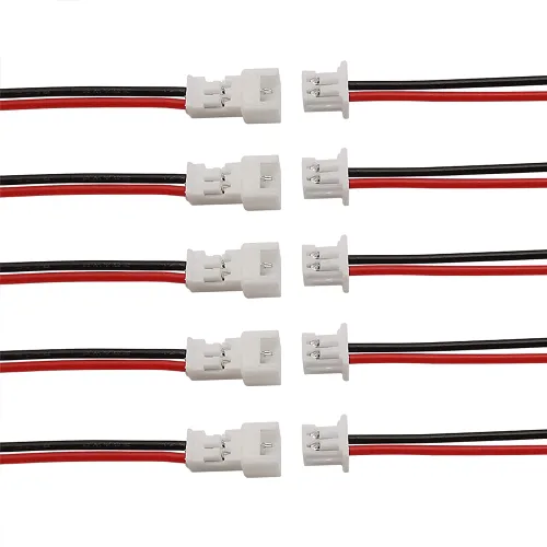 Miniatura 7 de 40 piezas (20 pares) de 0.049 in 2 pines mini micro macho y hembra de cable de conexión con conector de terminal rojo negro cable de 3.937 in