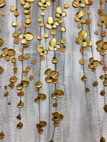 Miniatura 2 de Yotree Pinturas, 24x48 Pulgadas De Pintura Al Óleo De La Mano De Pintura De Plata De Oro Flores Pinturas 3D Pintado A Mano Sobre Lienzo Abstracto