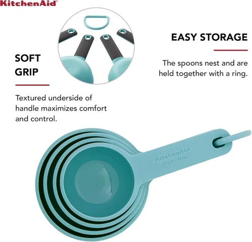 Miniatura 5 de KitchenAid Vasos medidores, juego de 4, Aqua Sky aguamarina (Aqua Sky)
